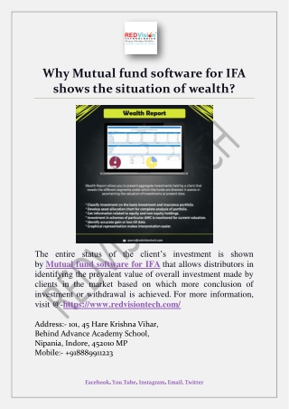 Why Mutual fund software for IFA shows the situation of wealth