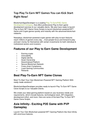 Play To Earn Game Development | BlockchainAppsDeveloper