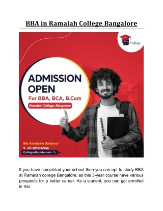 BBA in Ramaiah College Bangalore