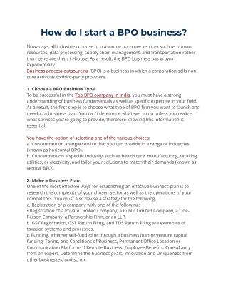 How do I start a BPO business?