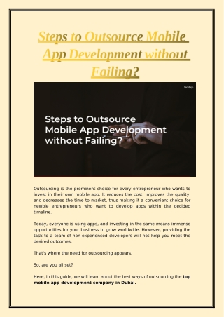 Steps to Outsource Mobile App Development without Failing