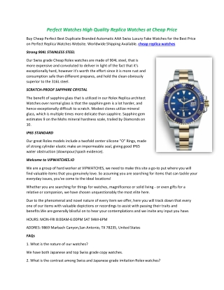 Perfect Watches High Quality Replica Watches at Cheap Price