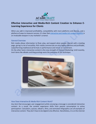 interactive and media rich content creation