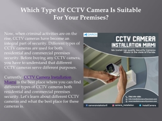 Which Type Of CCTV Camera Is Suitable For Your Premises