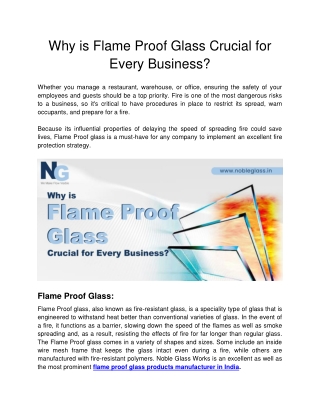 Why is Flame Proof Glass Crucial for Every Business