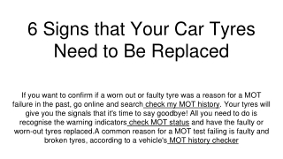 6 Signs that Your Car Tyres Need to Be Replaced