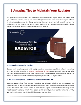 5 Amazing Tips to Maintain Your Radiator