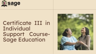 Certificate III in Individual Support Course- Sage Education