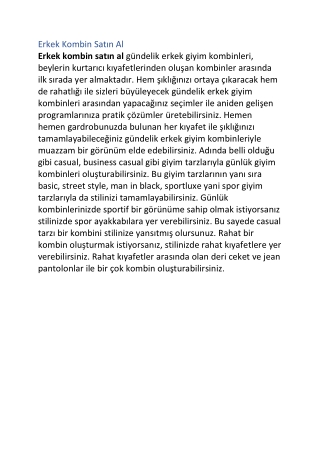 Erkek Kombin Satın Al