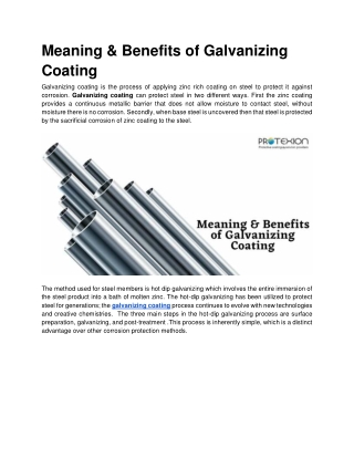 Meaning & Benefits of Galvanizing Coating