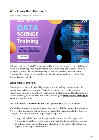 Why Learn Data Science