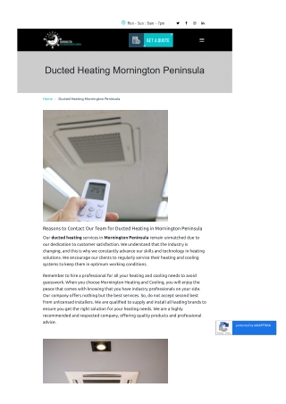 Ducted Heating Service Mornington Peninsula