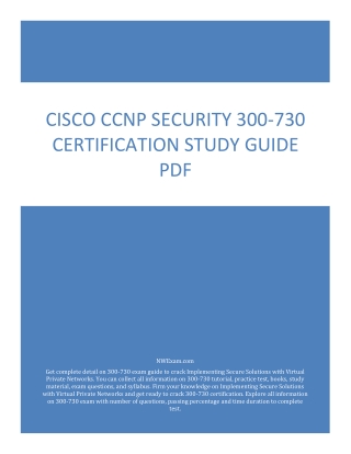 Cisco CCNP Security 300-730 Certification Study Guide PDF