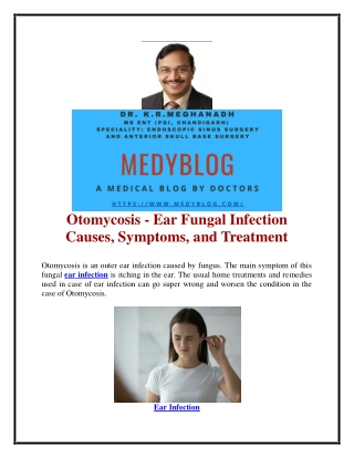 Otomycosis - Ear Fungal Infection Causes, Symptoms, and Treatment