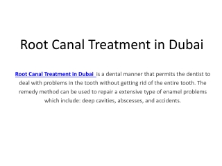 Best Root Canal Treatment  Dubai