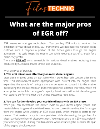 What are the major pros of EGR off