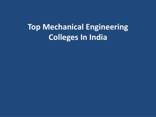 Top Mechanical Engineering Colleges In India