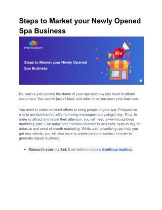 Steps to Market your Newly Opened Spa Business