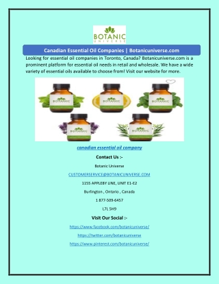 Canadian Essential Oil Companies | Botanicuniverse.com