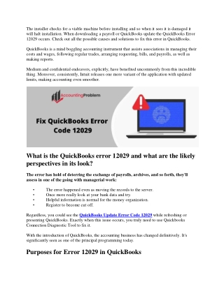 Solution Methods for QuickBooks Error 12029