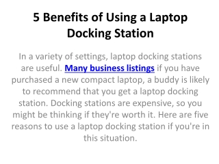 5 Benefits of Using a Laptop Docking Station