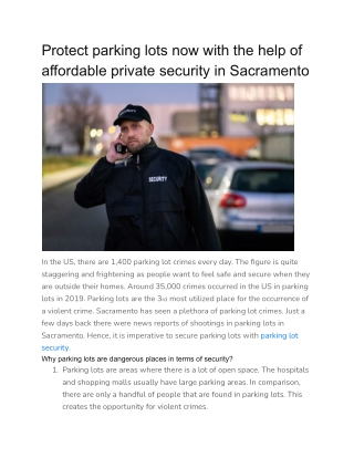 Protect parking lots now with the help of affordable private security in Sacramento