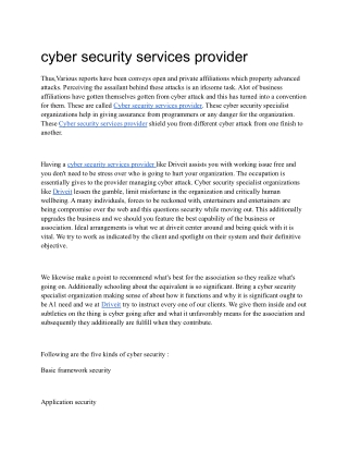 cyber security services provider | Driveittech