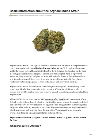 Basic Information about the Afghani Indica Strain | info@onlinecannabispharmaceu
