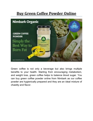 Buy Green Coffee Powder Online