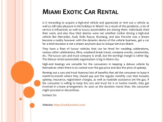 Miami Exotic Car Rental