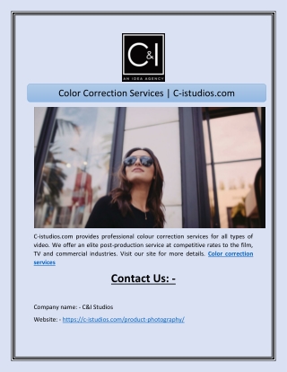 Color Correction Services  C-istudios.com