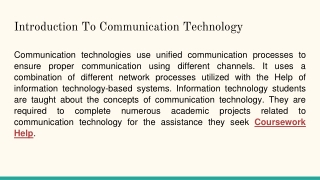 Introduction To Communication Technology