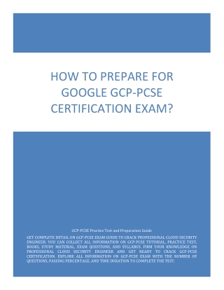How to Prepare for Google GCP-PCSE Certification Exam?