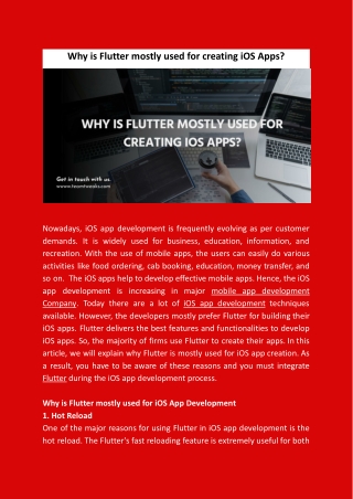 Why  Flutter is Mostly Used for Creating iOS Apps