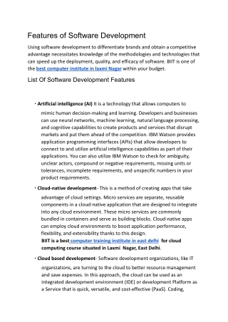 Features of Software Development