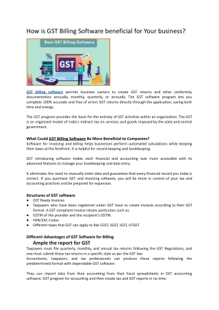 How is GST Billing Software beneficial for Your business_