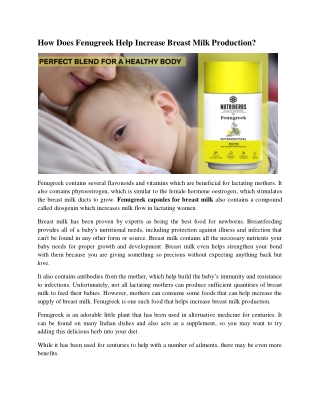 How Does Fenugreek Help Increase Breast Milk Production