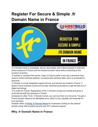 Register For Secure & Simple .fr Domain Name in France