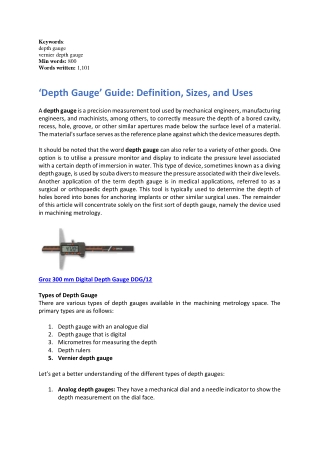‘Depth Gauge’ Guide Definition, Sizes, and Uses
