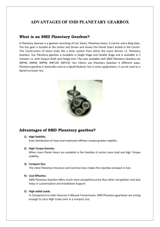 SMD Planetary gearbox Advantages | SMD Gearbox