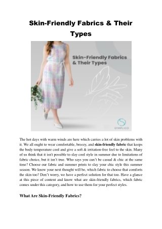 Skin-Friendly Fabrics & Their Types | Symplico
