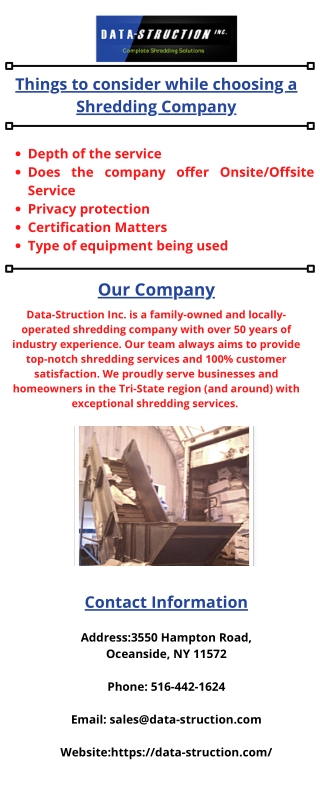 Things to consider while choosing a Shredding Company