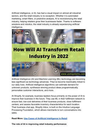 How Will AI Transform the Retail Industry in 2022?