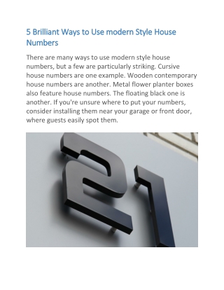 modren style house number