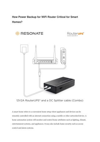 How Power Backup for WiFi Router Critical for Smart Homes?