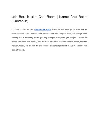 Join Quorahub Famous muslim chat Room in 2022!!