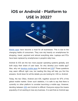 iOS or Android - Platform to USE in 2022