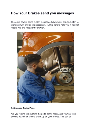 How Your Brakes send you messages