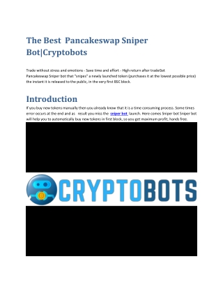 The Best  Pancakeswap Sniper BotCryptobots-converted