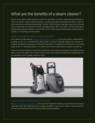 What are the benefits of a steam cleaner